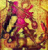 Mosaik des St. Michael, der einen Drachen tötet