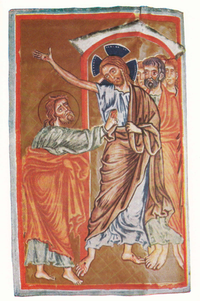 mittelalterliche Darstellung Jesu und seiner Jünger